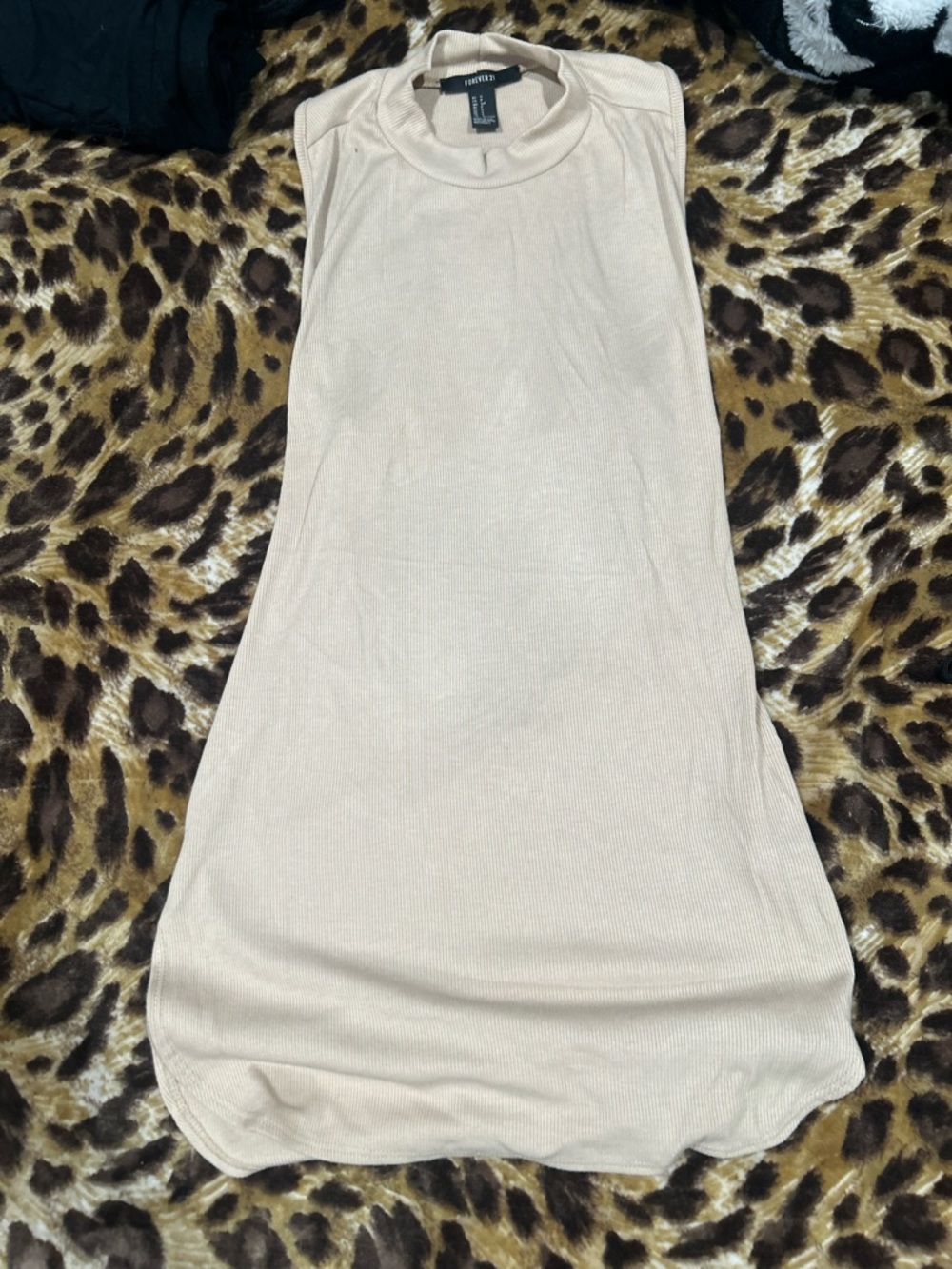 Forever 21 Beige Mock Neck Ribbed Tank